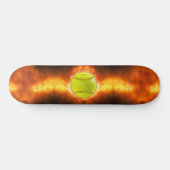 Skateboard Les flammes de balle rapide de softball jaune de S (Horz)