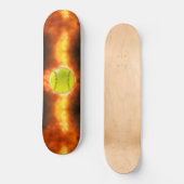 Skateboard Les flammes de balle rapide de softball jaune de S (Recto)