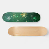Skateboard Les flocons dorés de Noël sur l'Arrière - plan ver (Horz)