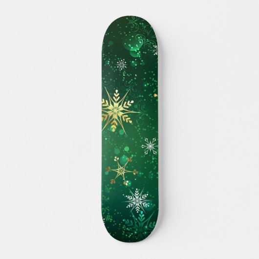 Skateboard Les flocons dorés de Noël sur l'Arrière - plan ver (Devant)