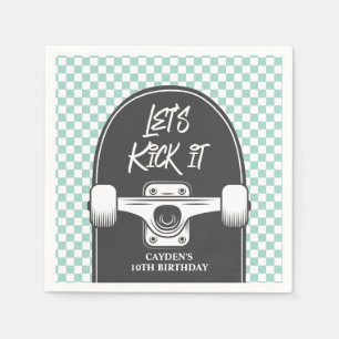 Skateboard Let's Kick It Verjaardag Papieren Borde Servet