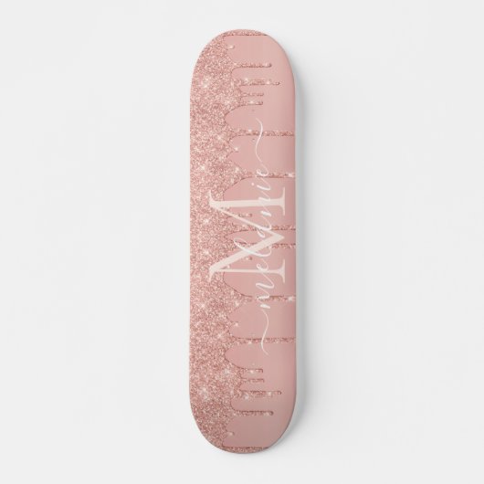 Skateboard Lettre de nom personnalisée rose Parties scintilla (Devant)
