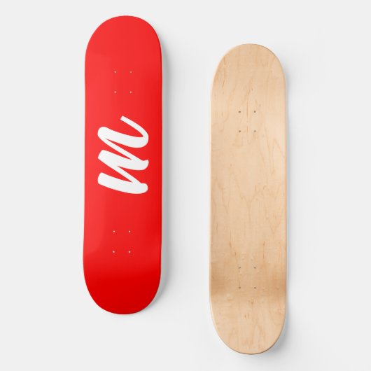 Skateboard LETTRE INITIALE CalliGRAPHIQUE BLANCHE ROUGE (Recto)