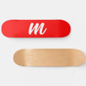 Skateboard LETTRE INITIALE CalliGRAPHIQUE BLANCHE ROUGE (Horz)