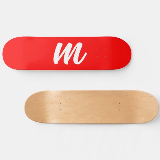 Skateboard LETTRE INITIALE CalliGRAPHIQUE BLANCHE ROUGE (Horz)