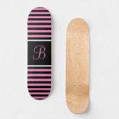 Skateboard LETTRE INITIALE CHIC BORDÉE EN Pink ET NOIR (Recto)