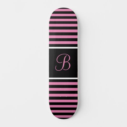 Skateboard LETTRE INITIALE CHIC BORDÉE EN Pink ET NOIR (Recto)