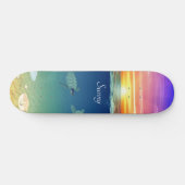 Skateboard Lever de soleil, tortue de mer et coquillages (Horz)