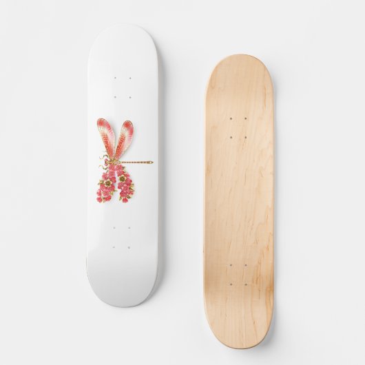 Skateboard libellule de fleurs avec sakura de bijoux (Recto)
