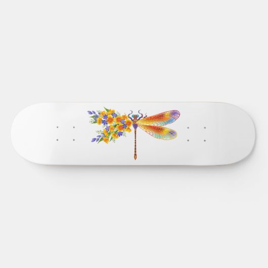Skateboard libellule de fleurs jaunes (Horz)