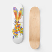 Skateboard libellule de fleurs jaunes (Recto)