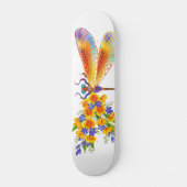 Skateboard libellule de fleurs jaunes (Recto)