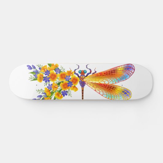 Skateboard libellule de fleurs jaunes (Horz)