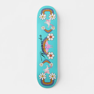Skateboard licorne arc-en-ciel