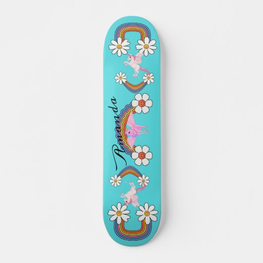 Skateboard licorne arc-en-ciel (Devant)