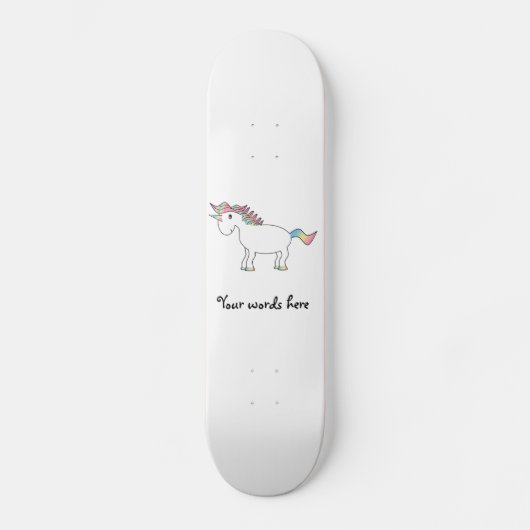 Skateboard licorne arc-en-ciel blanc mou (Recto)