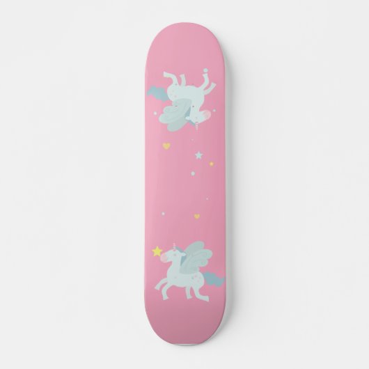Skateboard Licorne bleue mignonne, Étoiles (Devant)