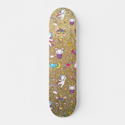 Skateboard licorne de parties scintillant (Devant)