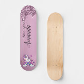 Skateboard licorne de parties scintillant rose (Recto)