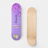 Skateboard licorne de parties scintillant violette (Recto)