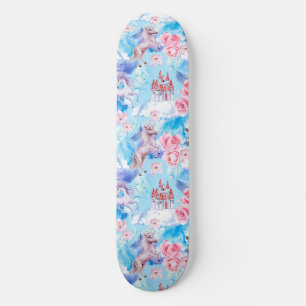 Skateboard Licorne et châteaux 