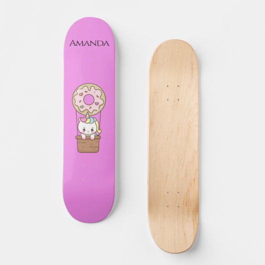 Skateboard licorne rose (Recto)