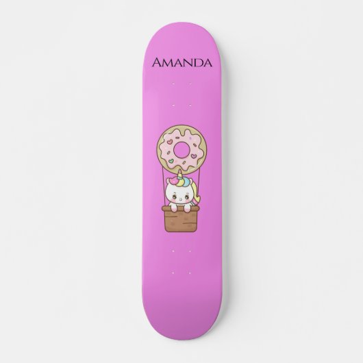 Skateboard licorne rose (Devant)