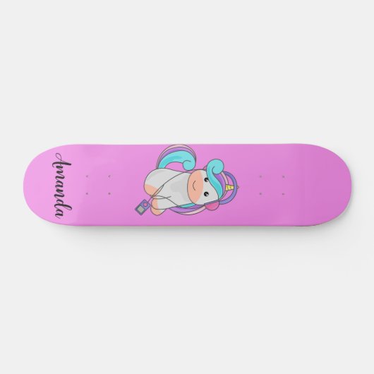 Skateboard licorne rose (Horz)