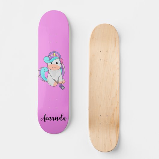 Skateboard licorne rose (Recto)