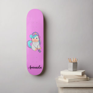 Skateboard licorne rose
