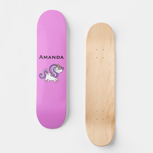 Skateboard licorne rose (Recto)