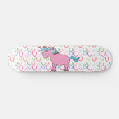 Skateboard Licorne rose avec les étoiles blanches (Horz)