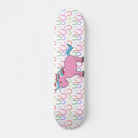 Skateboard Licorne rose avec les étoiles blanches (Devant)