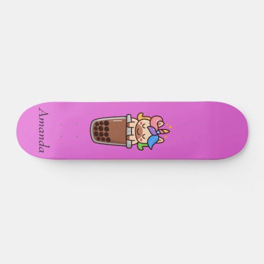 Skateboard licorne rose mignonne (Horz)