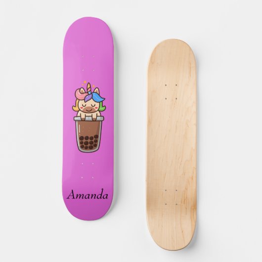 Skateboard licorne rose mignonne (Recto)