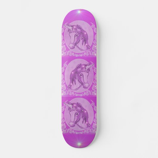Skateboard Licornes roses (Recto)