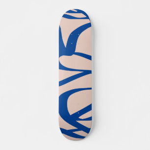 Skateboard Ligne Abstraite Bleu et Beige