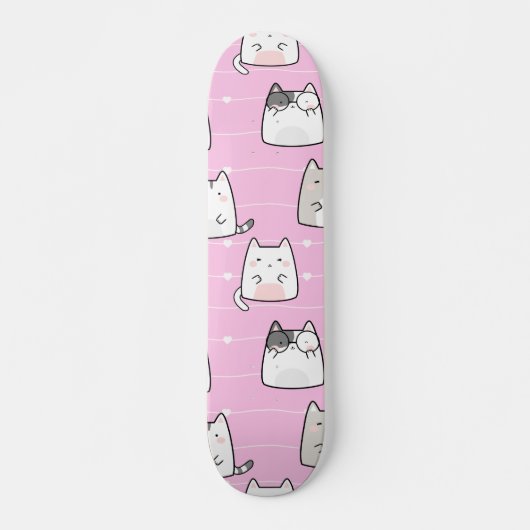 Skateboard Ligne de coeur de Motif Cute Kawaii Cats (Devant)
