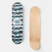 Skateboard Lignes Abstraites avec points de flocon de neige (Recto)