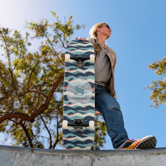 Skateboard Lignes Abstraites avec points de flocon de neige (Extérieur 1)