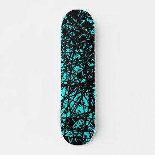 Skateboard Lignes Abstraites - Cyan