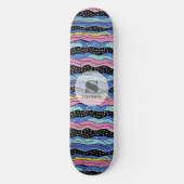 Skateboard Lignes Abstraites vives avec Pois (Recto)