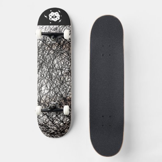 Skateboard Lignes blanches noires (Recto)