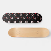 Skateboard Lignes blanches rouges noires et points polka Abst (Horz)