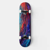Skateboard Lignes connectées complexes en rouge et bleu (Recto)