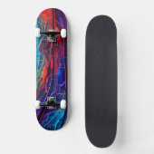 Skateboard Lignes connectées complexes en rouge et bleu (Recto)