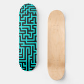 Skateboard Lignes de labyrinthe noir turquoise (Recto)