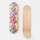 Skateboard Lignes diagonales art d'arc-en-ciel de monogramme (Recto)