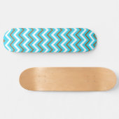 Skateboard Lignes géométriques bleues marron blanches en zig  (Horz)