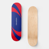 Skateboard Lignes ondulées bleues et rouges (Recto)